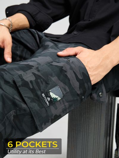 Dark Grey Camo Cargo Pants for Men